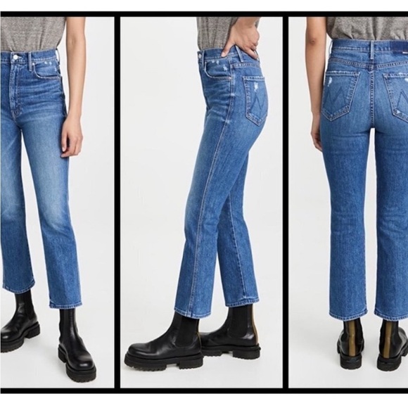 MOTHER Denim High Waisted Smokin Double Ankle Jeans In Broken Record size 26 - Picture 1 of 15